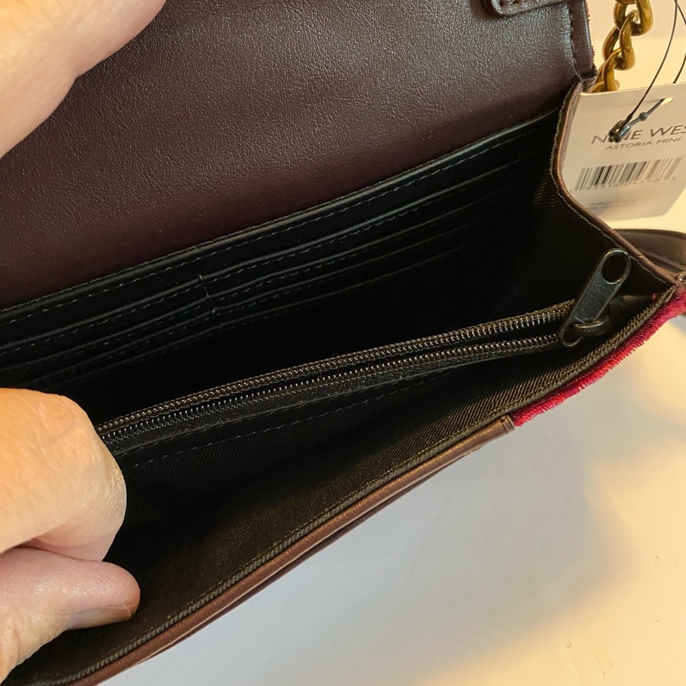 Nine West Rich Red/Burgundy Velvet Crossbody Bag NWT - Picture 9 of 12